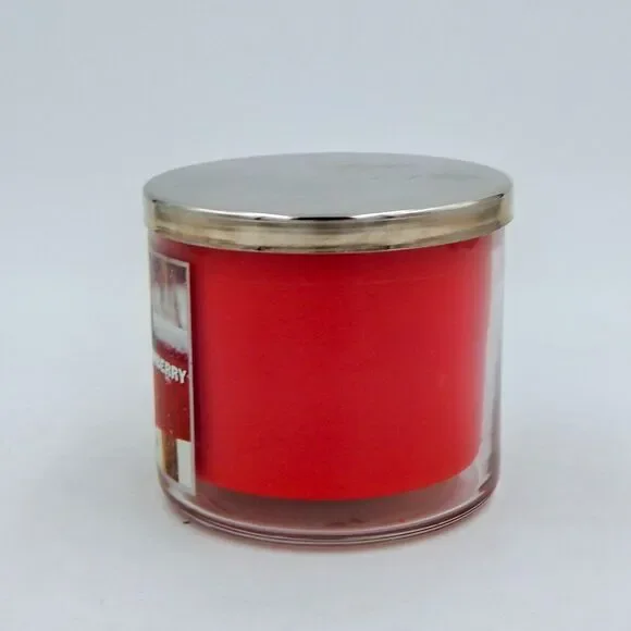 Bath & Body Works Slatkin FROSTED CRANBERRY Scented 3-Wick Candle 14.5 oz - Picture 2 of 8